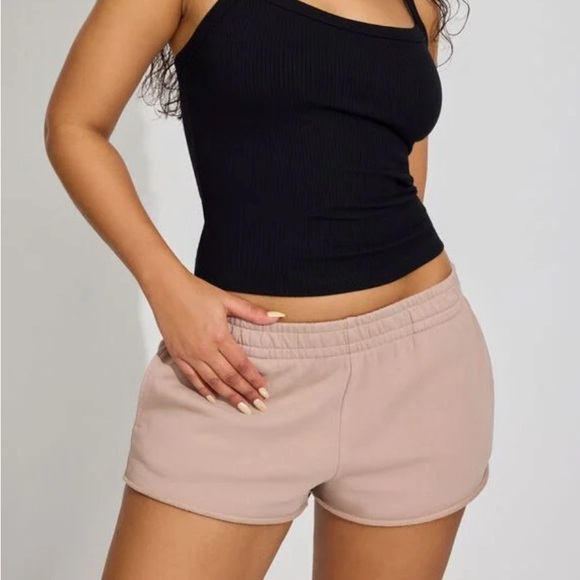 Brown Low Rise Fleece Shorts with Pockets - Picture 2 of 6